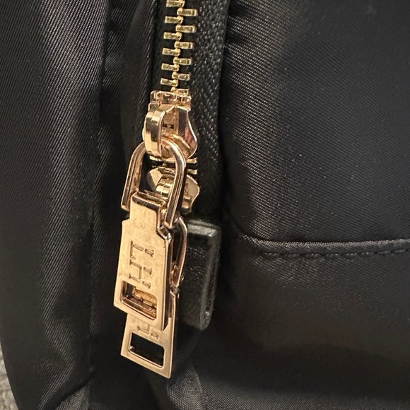Black Minimalist Backpack with Gold Accents - Picture 3 of 12
